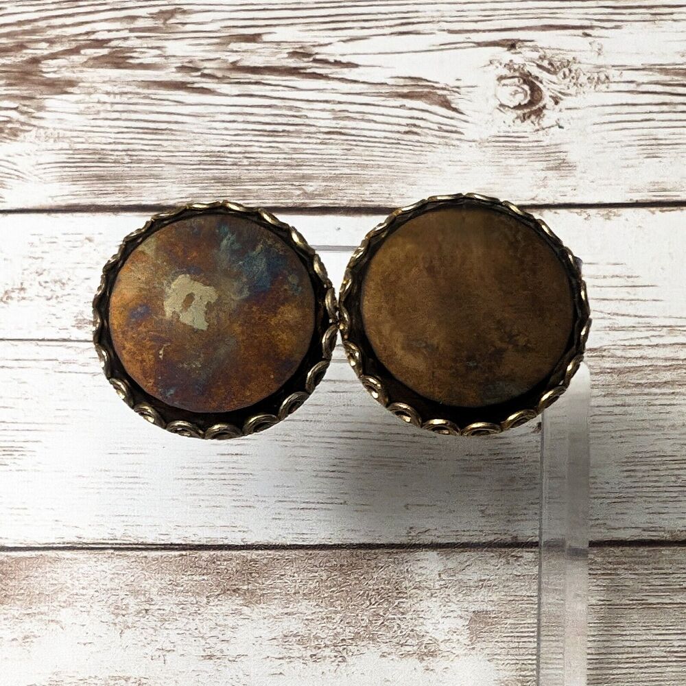 Vintage Clip On Earrings - 1.25" Metallic - Cosmetic Damage